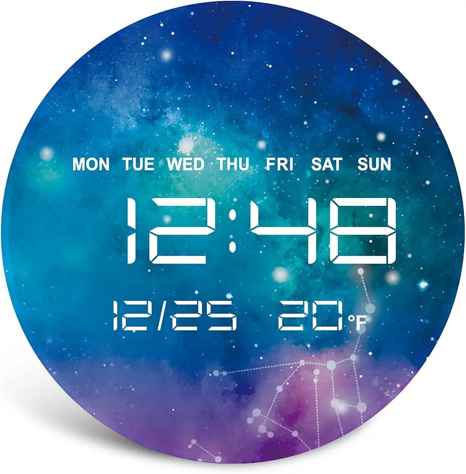 Digital Wall Clock, LED Virgo Design, Temperature Display (Virgo, 12.59 INCH)