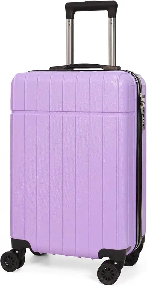 20 Inch Carry On Luggage PC+ABS Lightweight Suitcases with Spinner Wheels Travel Luggage (Purple)