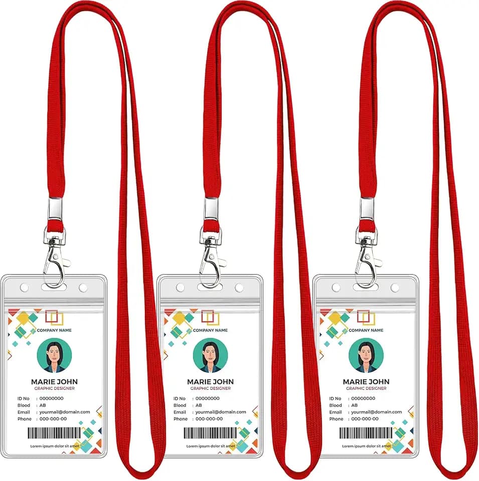 Koorito 3 Pack Clear ID Badge Holder with Lanyard