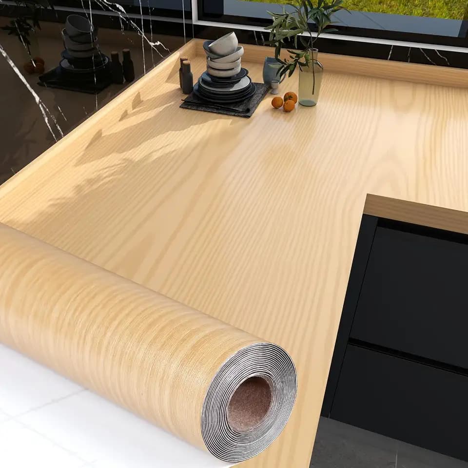 Thickened Wood Contact Paper Countertop Peel and Stick Textured Wood Grain Self Adhesive Wallpaper Removable Waterproof Vinyl Roll for Kitchen Table Cabinet Desk Furniture Floor 11.8"x78.7" Oak