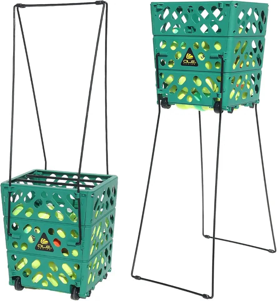 Tennis Ball Basket with Wheels, 60-Ball Pickup Hopper