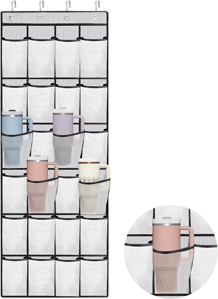 Mity rain 24 Pockets Cup Organizer for Stanley Cup Tumbler, Hanging Design