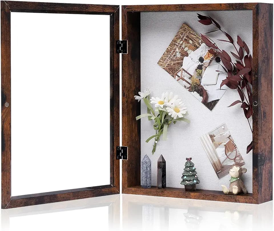 Muzilife 11x14 Shadow Box Picture Frame, 2.16 Deep, HD Glass, Honey Brown
