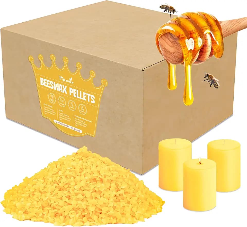 VIPwax Yellow Beeswax Pellets 10LB(4530g), Natural Organic Beeswax