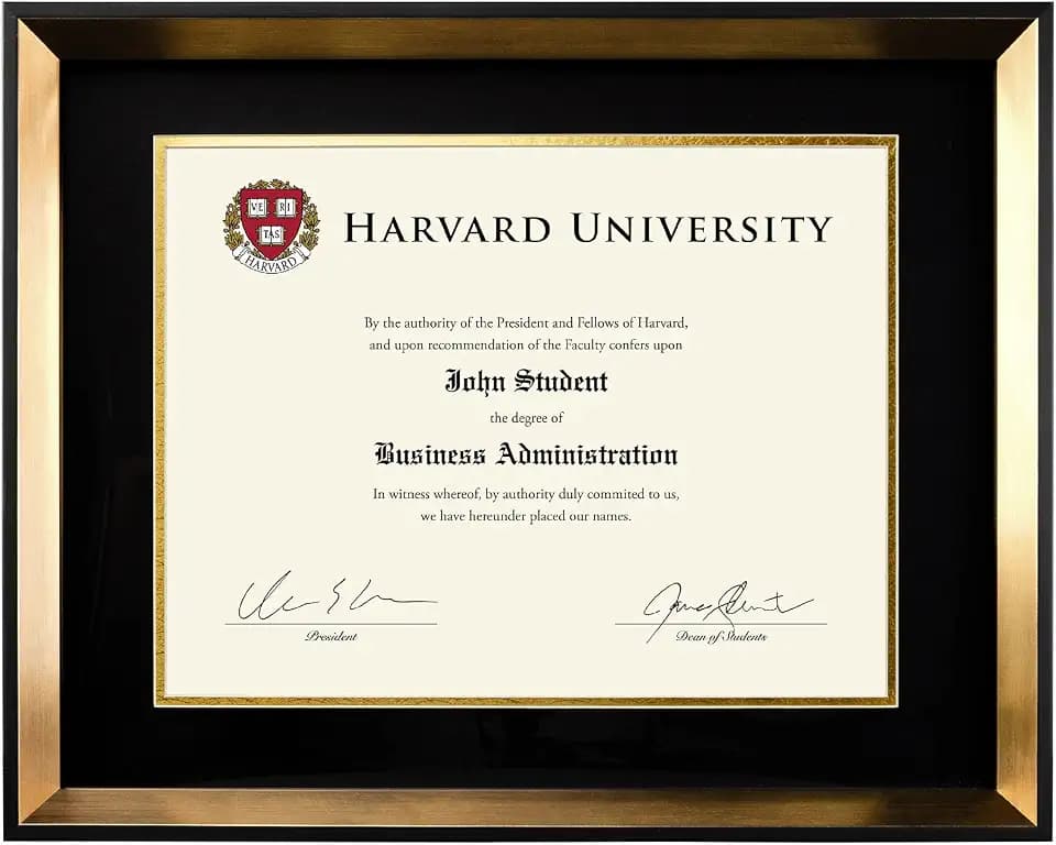 EXCELLO GLOBAL PRODUCTS Modern Photo Document Frame: 8.5x11 with Double Mat Graduation Diploma Certificate Holder Wall Frame (Gold)