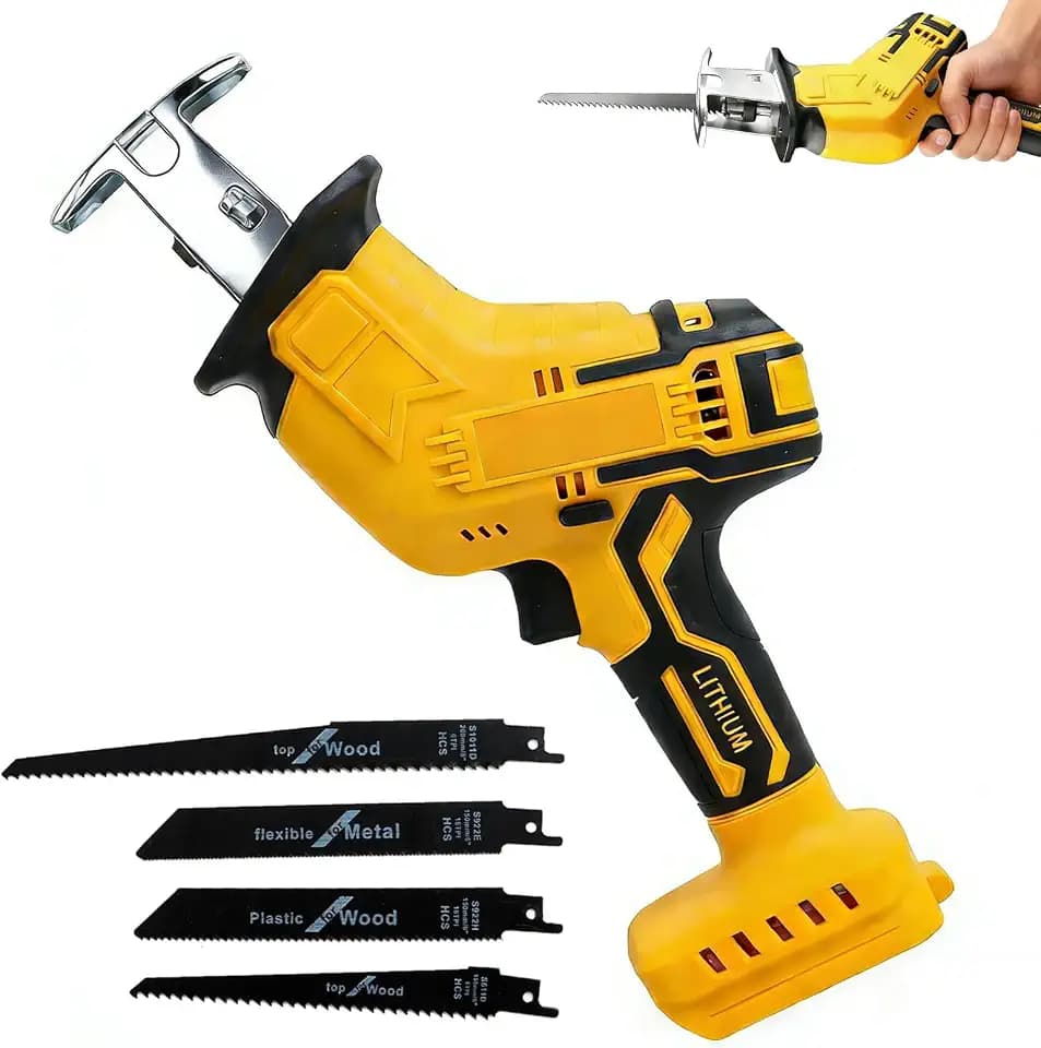 Cordless Reciprocating Saw for DeWalt 20V Max Battery, 0-3500 SPM Variable Speed Reciprocating Saw Cordless with 4 Blades, Tool-Free Blade Change for Wood, Metal, PVC Cutting (Battery Not Included)