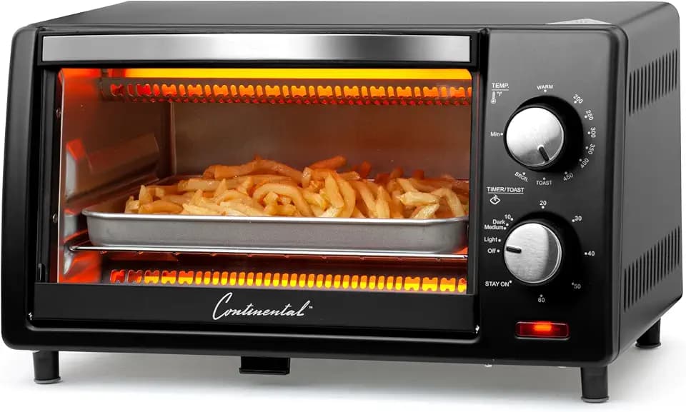 Continental Electric 4-Slice Toaster Oven & Broiler, Black CE-TO109
