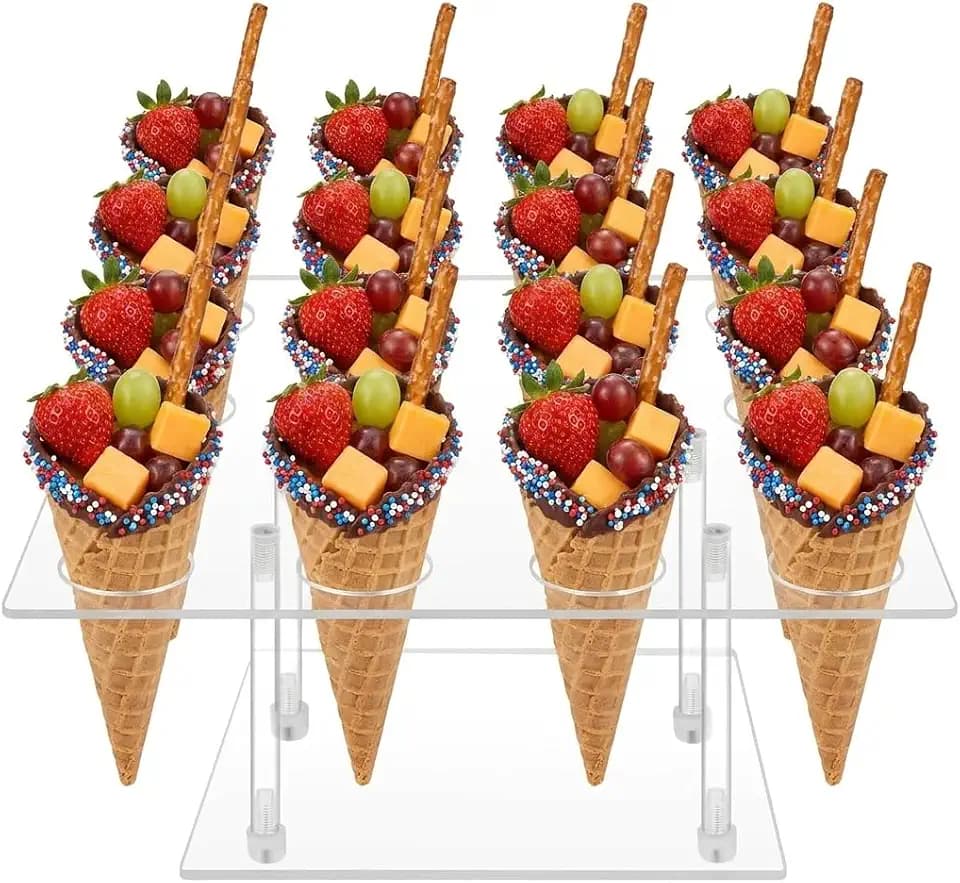 Acrylic Ice Cream Cone Holder with 16 Holes,Cupcake Stand