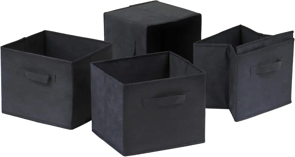Winsome Capri Fabric Storage Bins, Black, 4 Piece