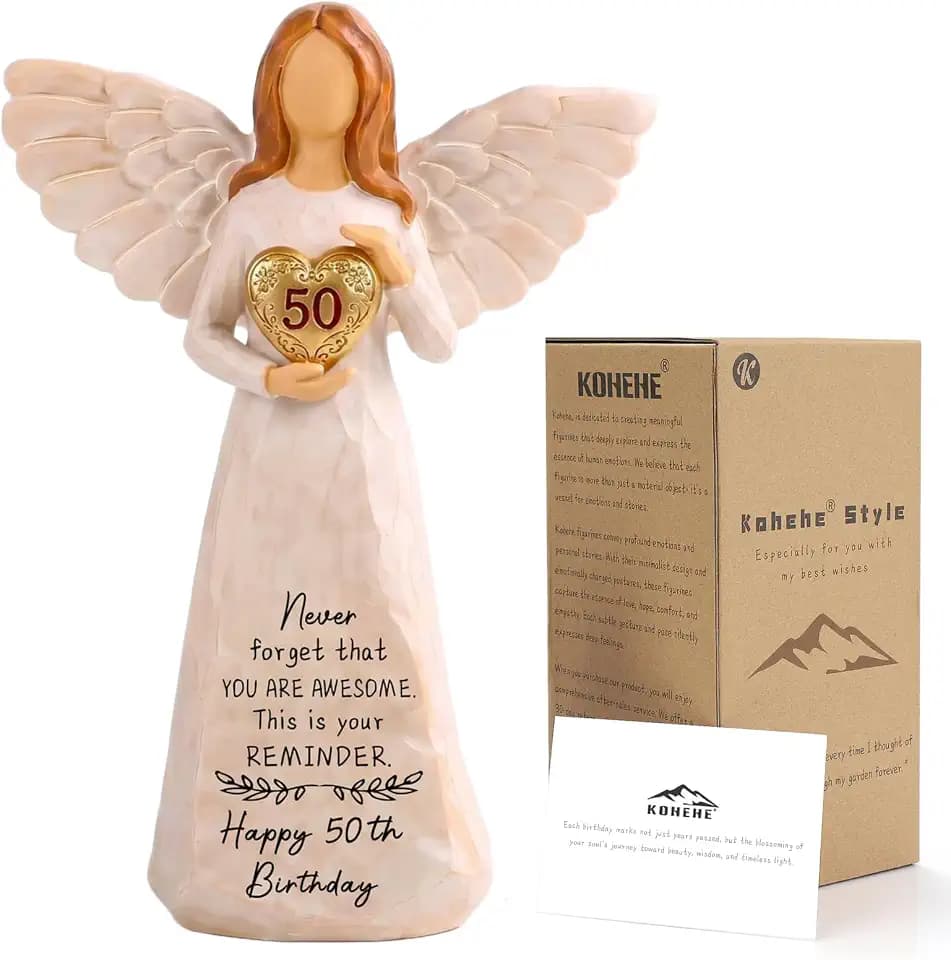 50th Birthday Gifts for Women, 5.5” Angel Figurine - 50 Year Old Gift Ideas
