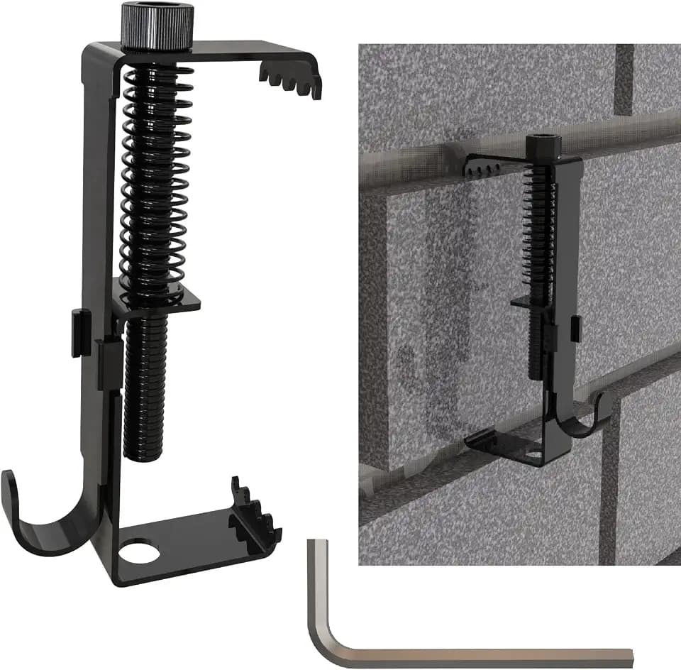 10 Pack Brick Hooks Clamps,Brick Wall Clips Brick Hangers, Stainless Steel Heavy Duty Brick Clips for wall Hanging Adjustable No Drill Outdoor Indoor(10pcs)