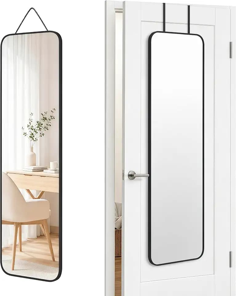 SCWF-GZ 47x14 Full Length Mirror Over the Door,Wall Mounted/Rope Hang Black