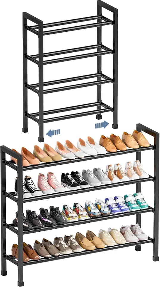 Expandable Shoe Rack, 4-Tier 19"-43.3" Adjustable Shoe Rack for Closet