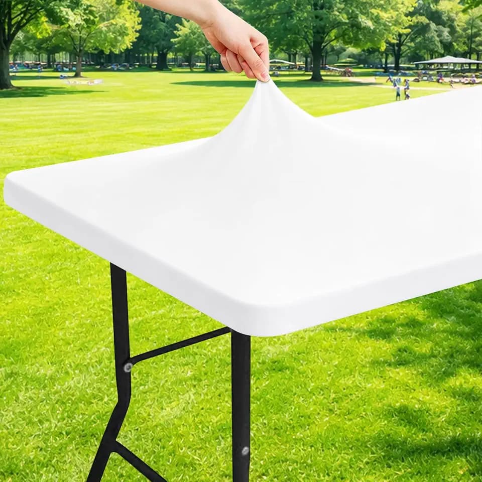 Moosfor Rectangle Spandex Fitted Table Cloth, 8FT Elastic Tablecloth