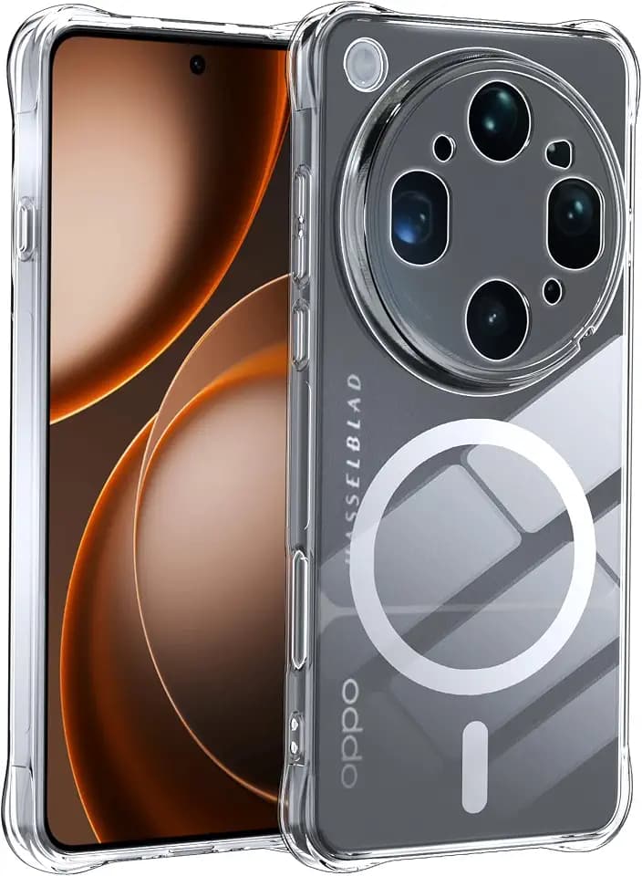 Fitudoos Hülle für Oppo Find X9 Ultra,Magnetisch &Premium TPU Soft hülle, Vier Ecken mit AntiFall-Airbags Handyhülle -Transparent.