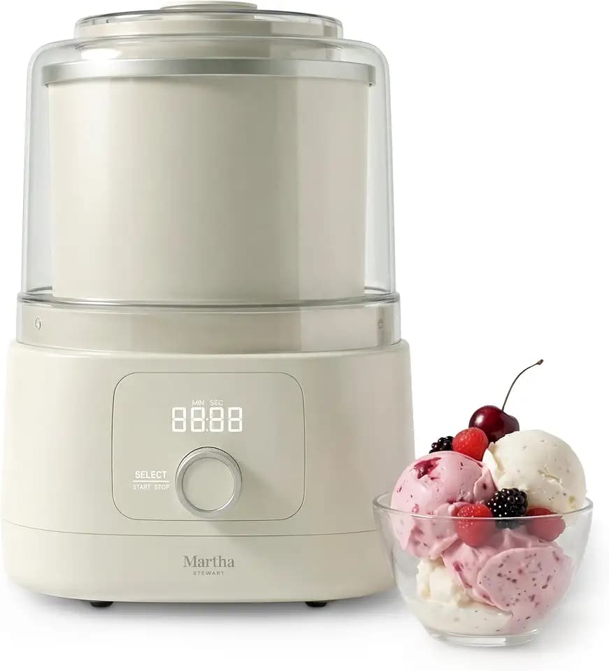 Martha Stewart Ice Cream Maker Machine, 2QT Double Insulated Freezer Bowl