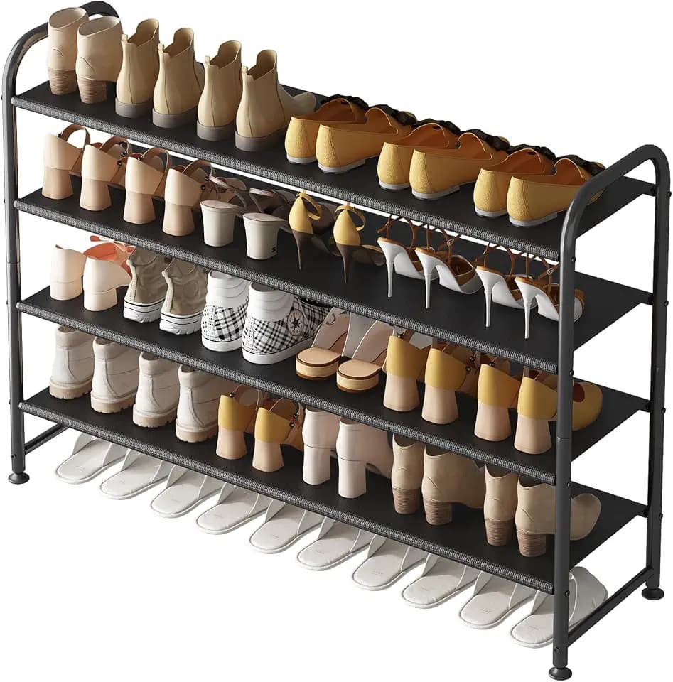 INGIORDAR 4 Tier Long Shoe Rack Organizer for Closet Metal Shoe Storage