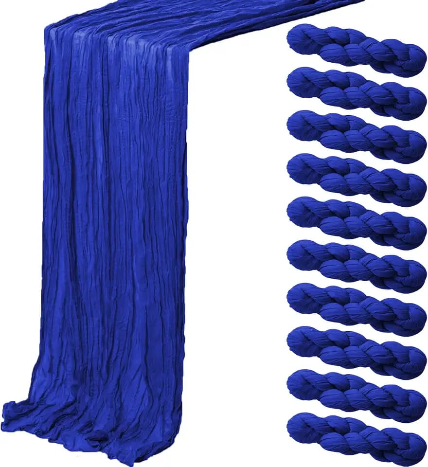 10Pack Royal Blue Cheesecloth Table Runner,10FT Sheer Table Runner