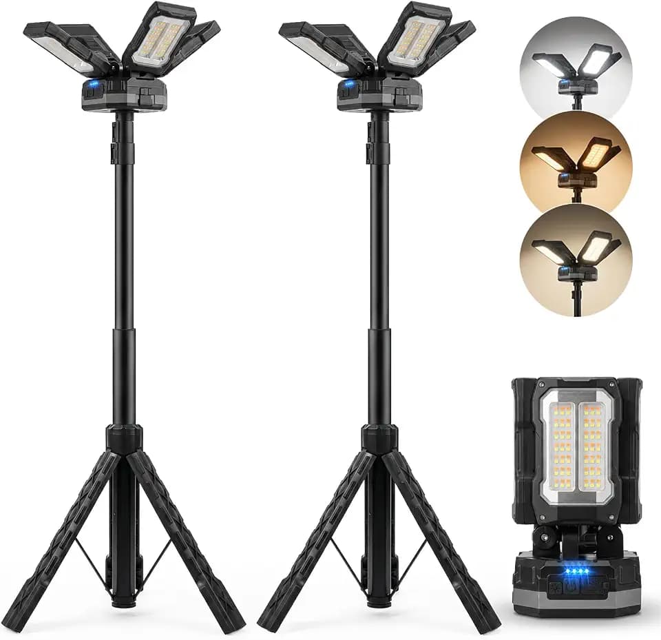 OGERY 2-Pack Rechargeable Camping Lights, Tripod Work Light