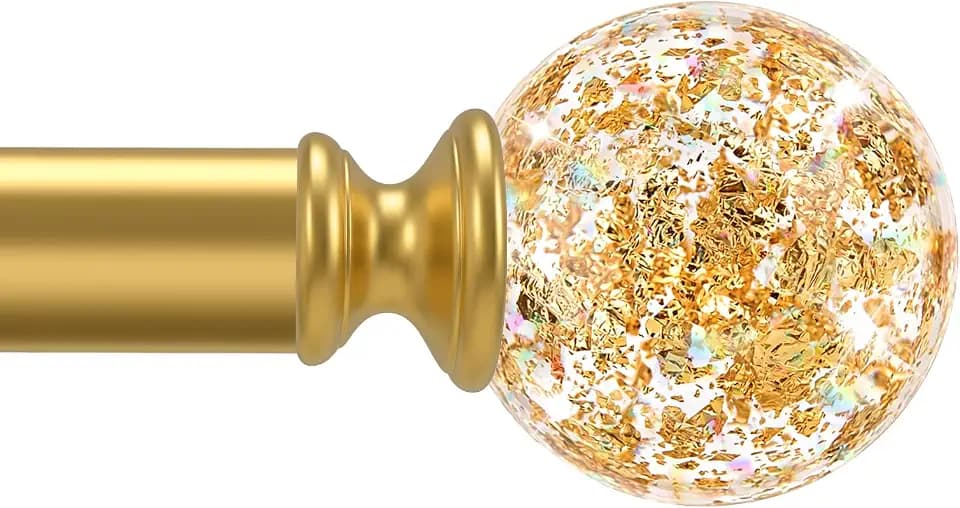 TVWOO Gold Decorative Crystal Curtain Rods,1" Heavy Duty Adjustable 36-88"