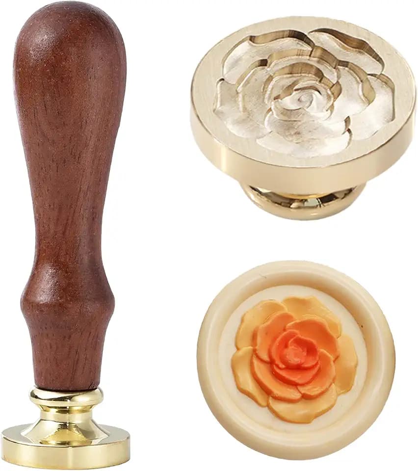 Rose Wax Seal Stamp - Flower Sealing Wax Stamp, 22mm Floral Stamp Head for Cards Envelopes,Invitations, Gift Wrapping