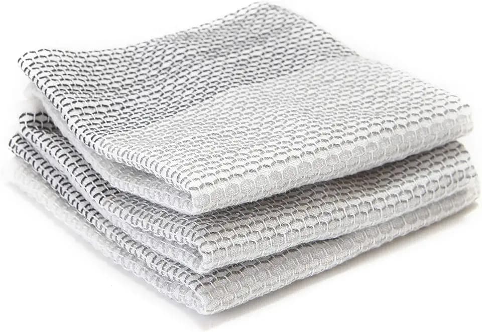Full Circle Tidy 100% Organic Cotton Dish Cloths 3 Pack, Kitchen Towels