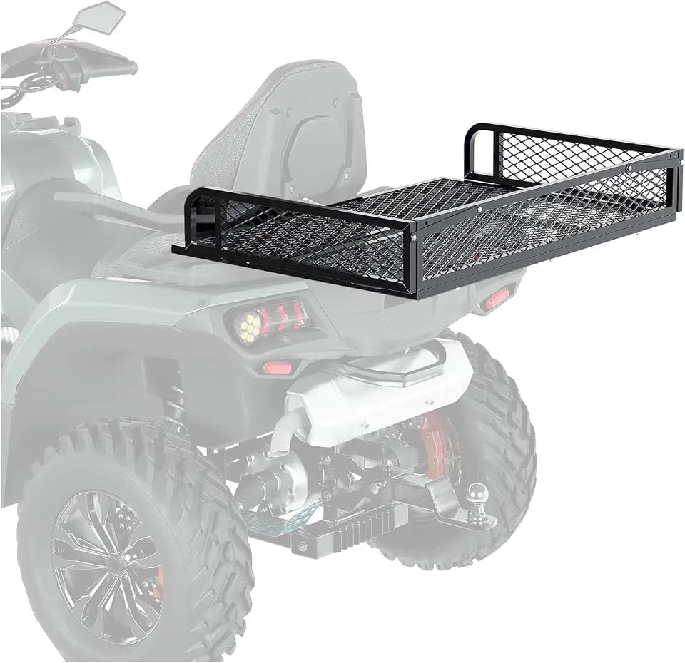 ECOTRIC Rear Cargo Basket Universal ATV UTV Storage Rack Rear Goods Mesh