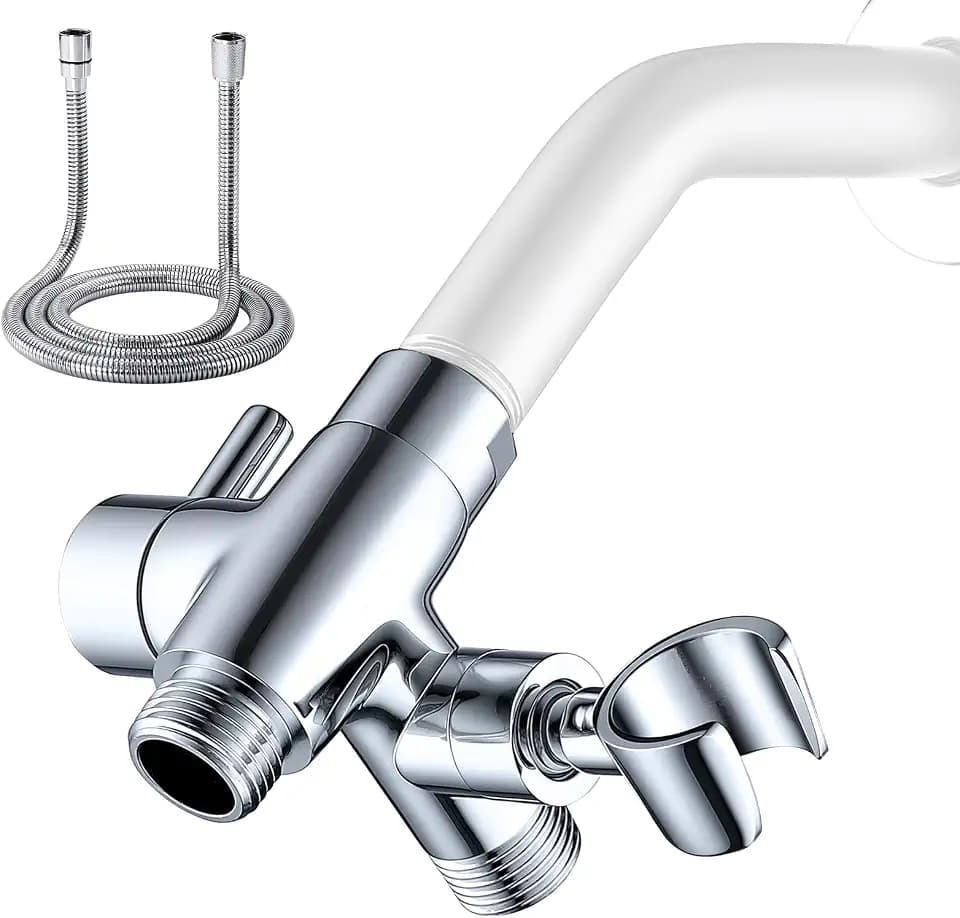 G-Promise Solid Metal Shower Head Diverter with 71 Inch Hose (Chrome)