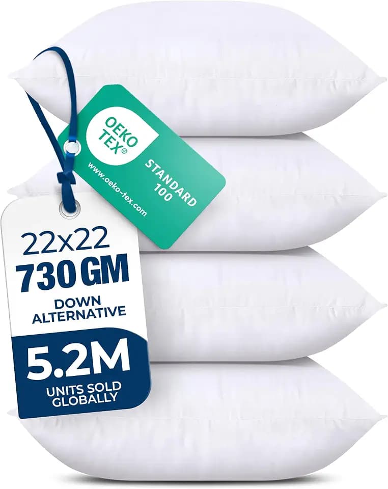Utopia Bedding Throw Pillows, Decorative 22x22 Pillow Inserts, Set of 4