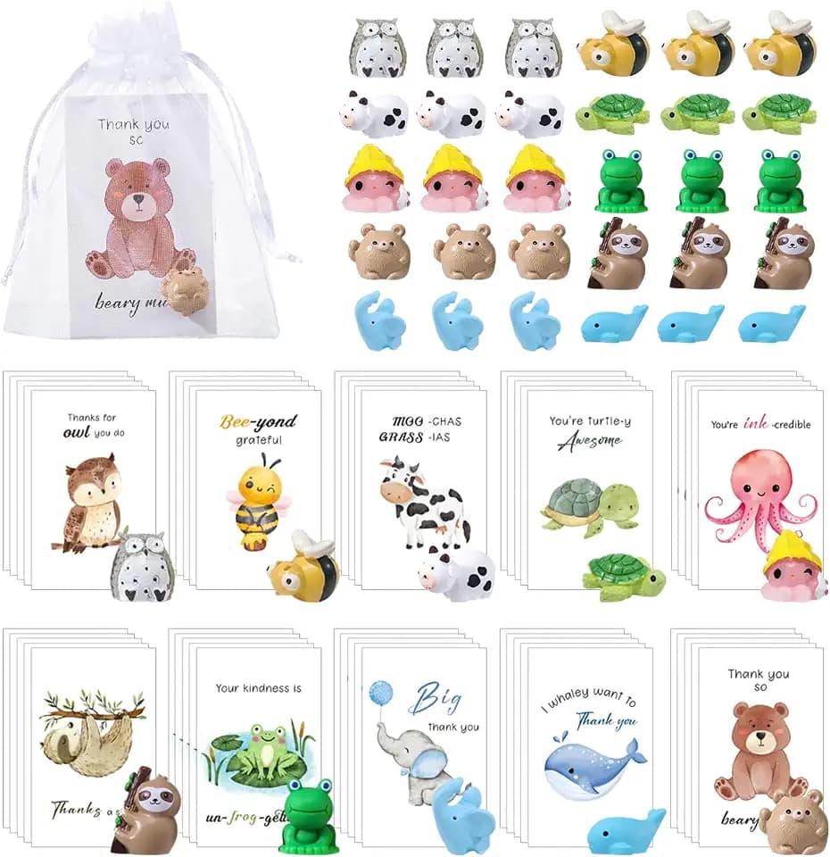 30 Sets Employee Teacher Appreciation Gifts with Cards & Bags, Animal Resin
