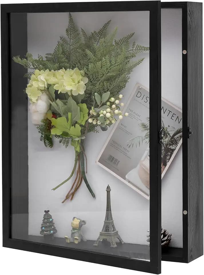 Muzilife 16x20 Large Shadow Box Pine Wood Picture Frame, 3.94 Deep, Black
