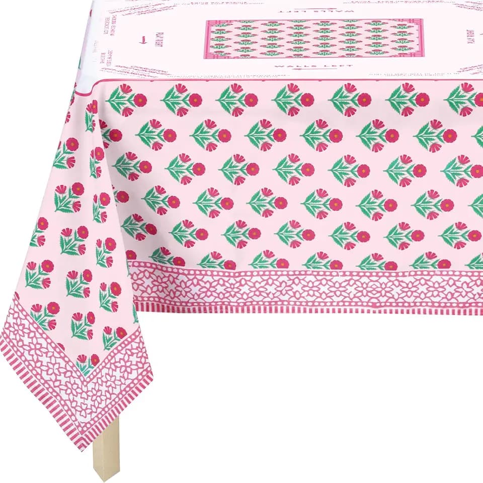 Mahjong Tablecloth with Game Rules, 55" x 55" Pink Block Flower