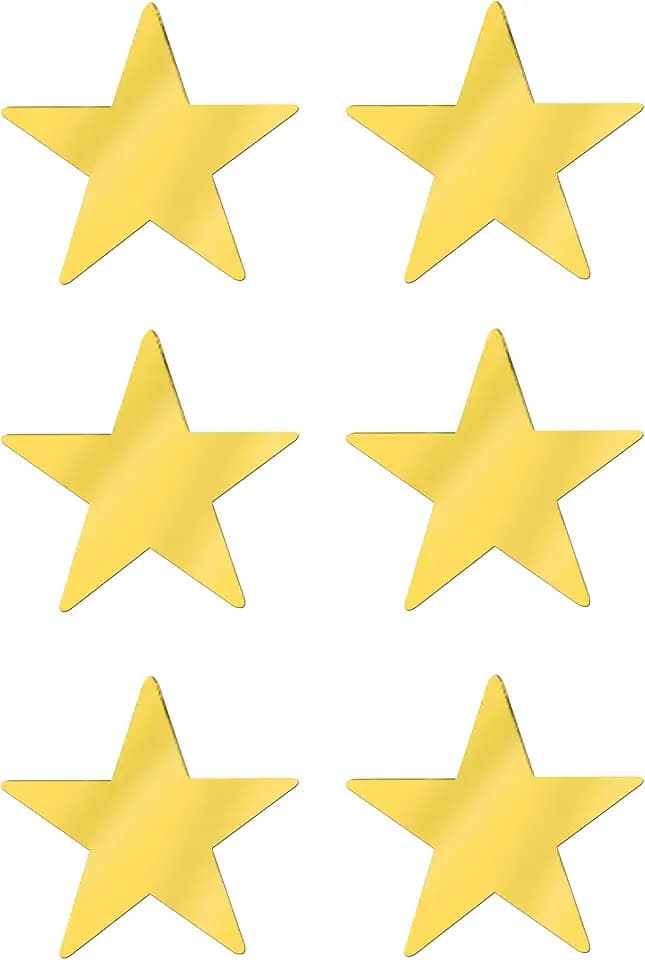 Beistle , 6 Piece Jumbo Foil Star Cutouts, 20" (Gold)