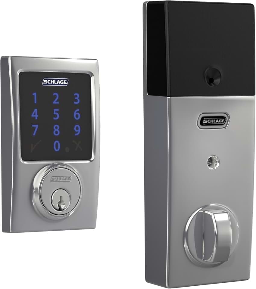 Schlage Connect Smart Deadbolt Lock with Century Trim, Bright Chrome