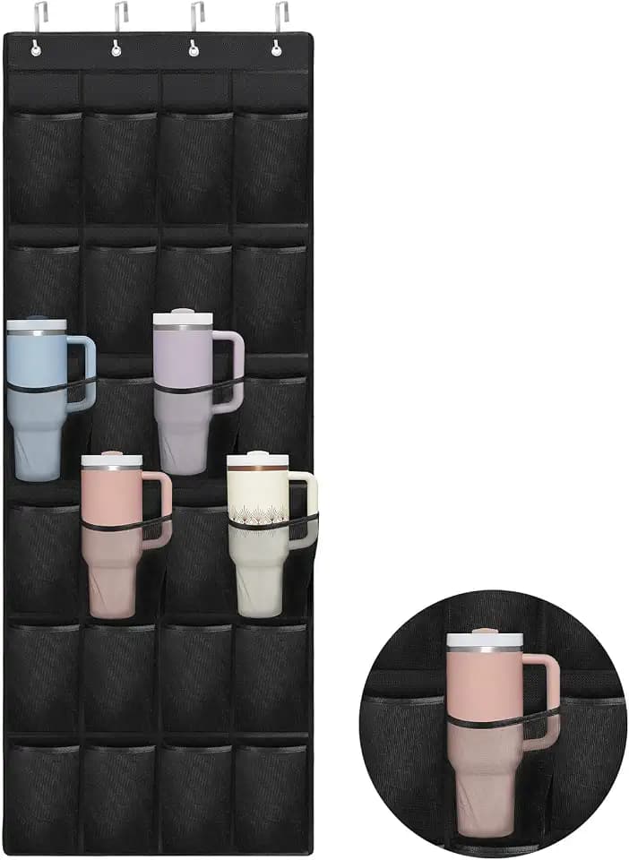 Mity rain 24 Pockets Cup Organizer for Stanley Cup Tumbler, Hanging Design