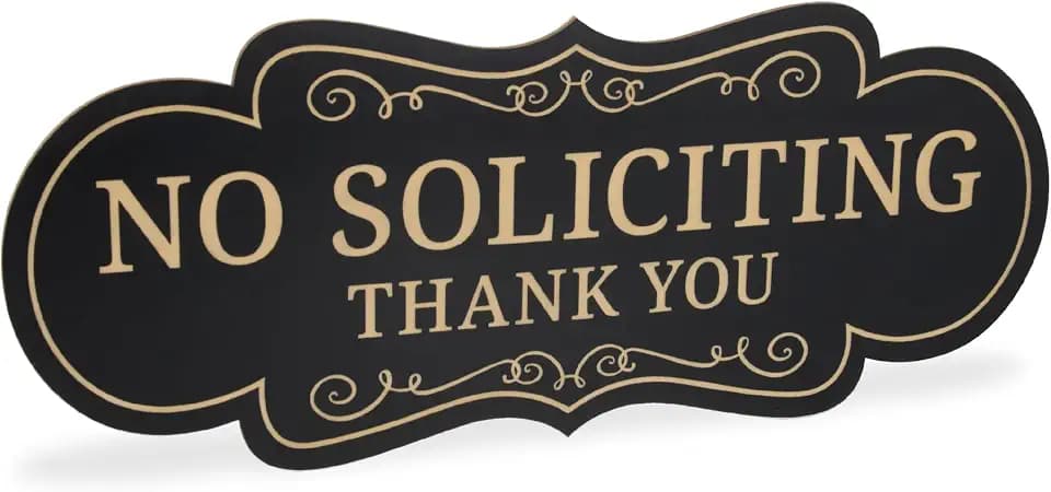 ExcelMark Premium No Soliciting Sign for House - Made in the USA (Small - 2"x 5", Black with Gold Letters)