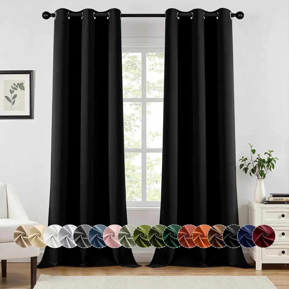 MIULEE Blackout Curtains for Bedroom 2 Panels 40 x 96 Inch Long Black