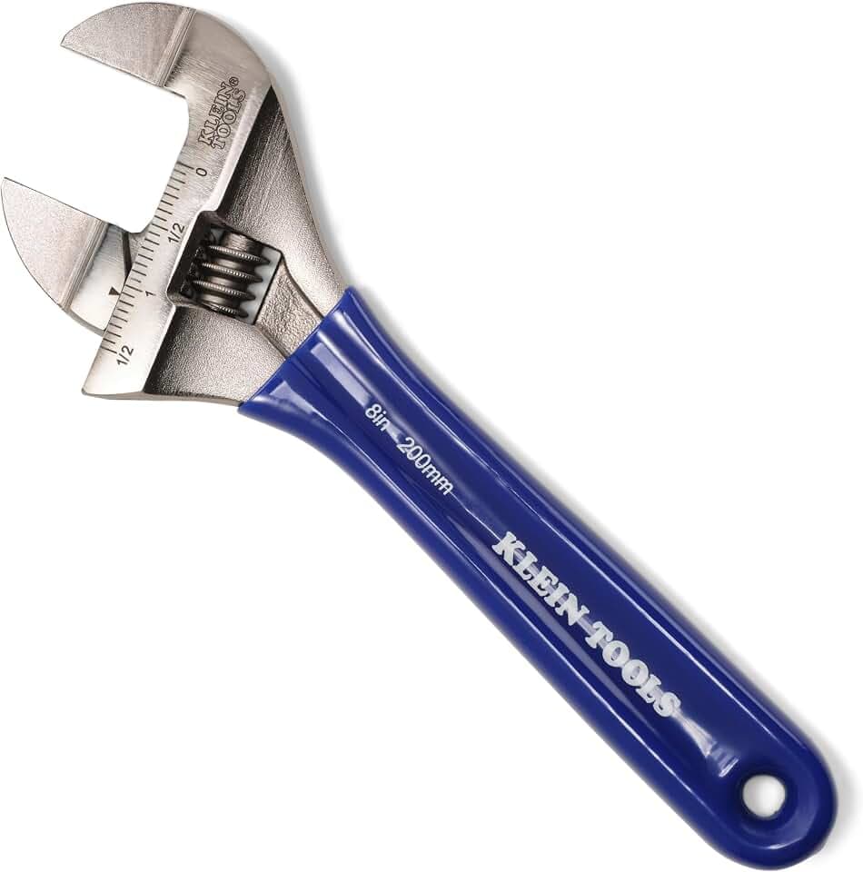 Klein Tools D86936 Adjustable Wrench, Forged with Slimmer Jaw and a High Polish Chrome Finish, 8-inch