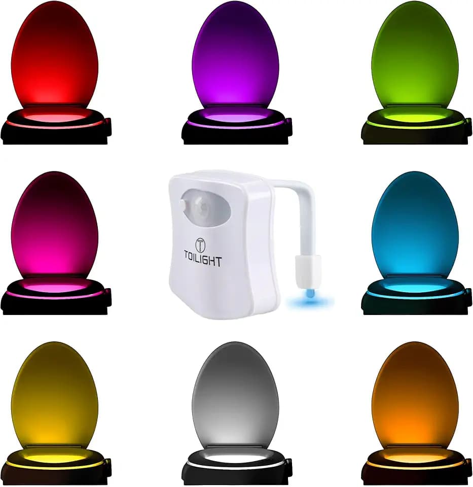 ToiLight The Original Toilet Bowl Night Light. Fun Useful Bathroom Motion Sensor Tech Gadget. Funny Novelty Birthday Gift Idea. Stocking Stuffer for Him, Her, Guys, Men, Mom, Brother