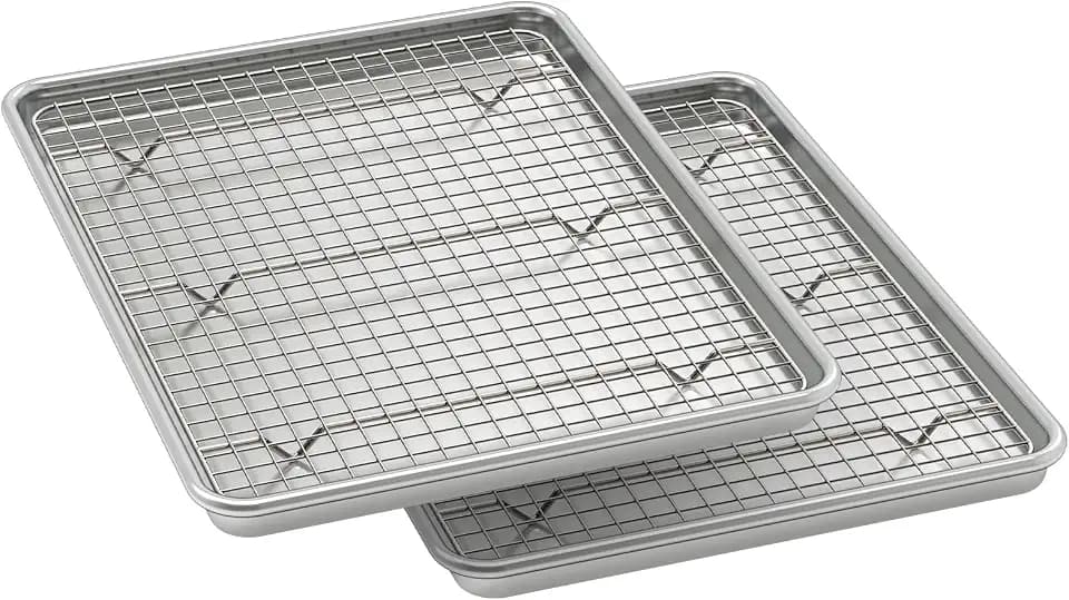 Wildone Baking Sheet with Rack Set (2 Pans + 2 Racks), Half Sheet Size