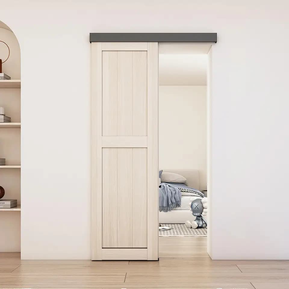 4FT Barn Door Hardware Kit, Low Clearance Aluminium Alloy Box Rail Track Hardware Kit, Sliding Door Track for Interior Single Wooden Door,Black