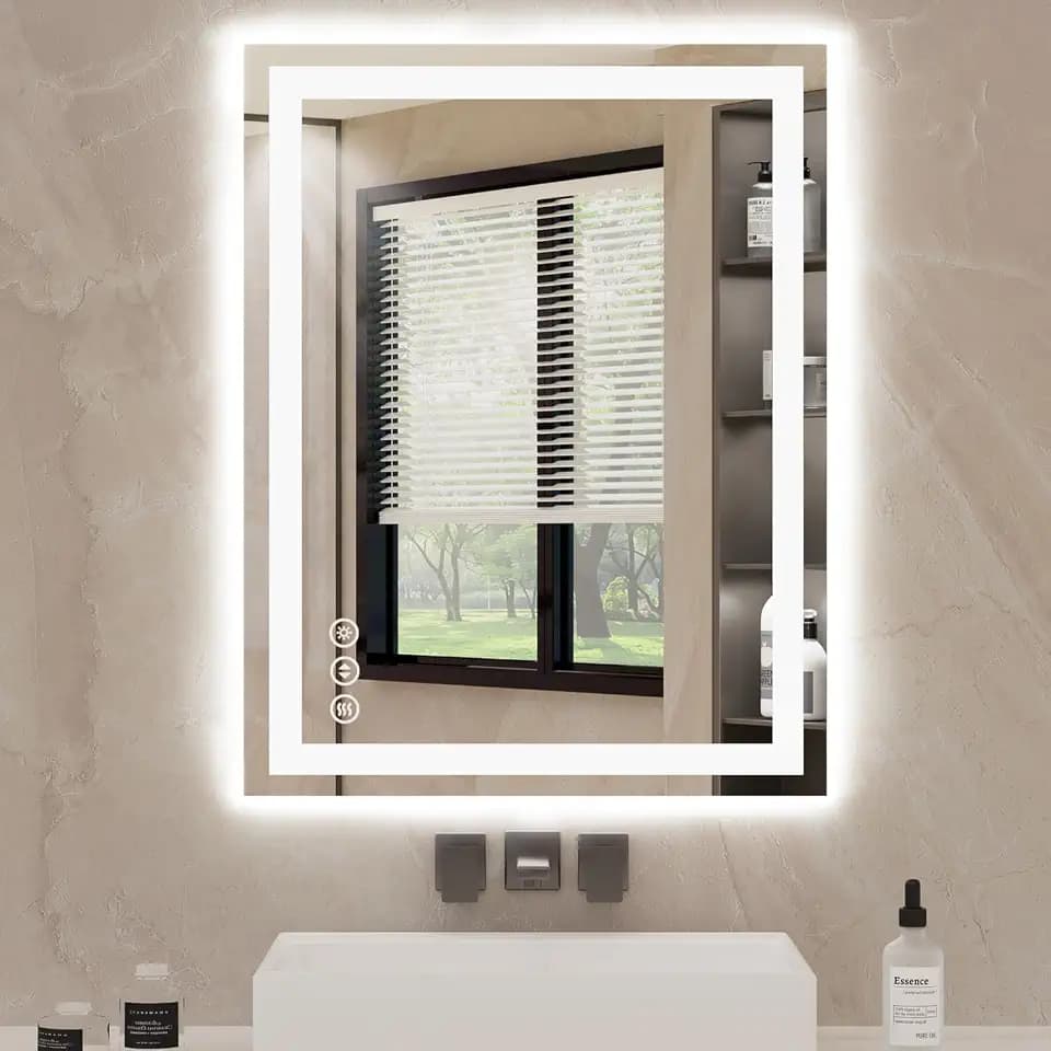 30"x36" LED Bathroom Mirror with Anti-Fog, Backlit & Front Lights, Memory
