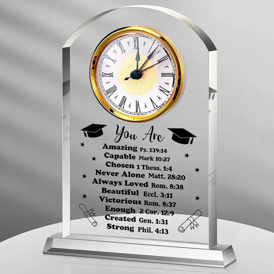 Landical Graduation Gift for Him Her Acrylic Clock Sign Bible for Men Women