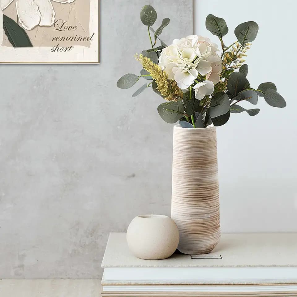 ALMA 9" White Flower Vase, Small Table Vase for Pampas Grass