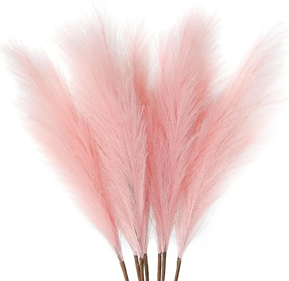 ZIFTY Faux Pink Pampas Grass Decor 38" Tall 7 Stems Boho for Floor Vase