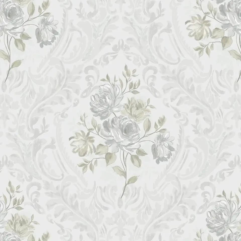 Floral Peel Stick Wallpaper Vintage White Grey Damask Wallpaper