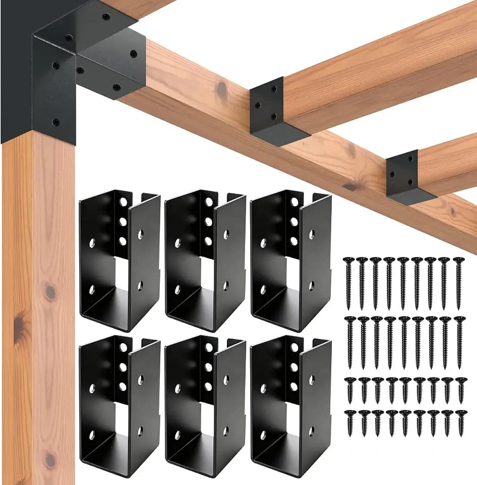 Concealed Joist Hangers 2" x 4",Outdoor Trim Concealed Flanges for Wood Fence,Heavy Duty Steel Mount Joist Hangers Connector for Swing Set Brackets,Handrails(Black,6Pcs)