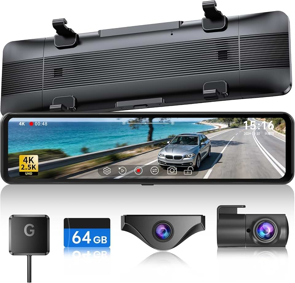 JOMISE 4K UHD Spiegel Dash Cam Front- und Rückkamera, Rückspiegelkamera für Autos & LKWs mit 11 Zoll IPS Touchscreen, Rückfahrkamera mit Typ-C Anschluss/Starvis Sensor/Parkmonitor -G814