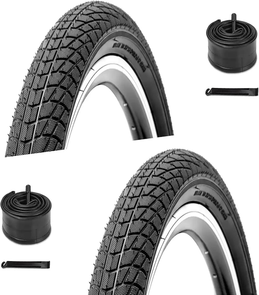 2-Pack 16/20 Kids Bike Tire, 16×1.95/20×2.125 inch BMX Heavy Duty Bike Tire, 16"/20" Inner Tubes Schrader Valve, Compatible with Child, Tricycle, Cruiser Bike