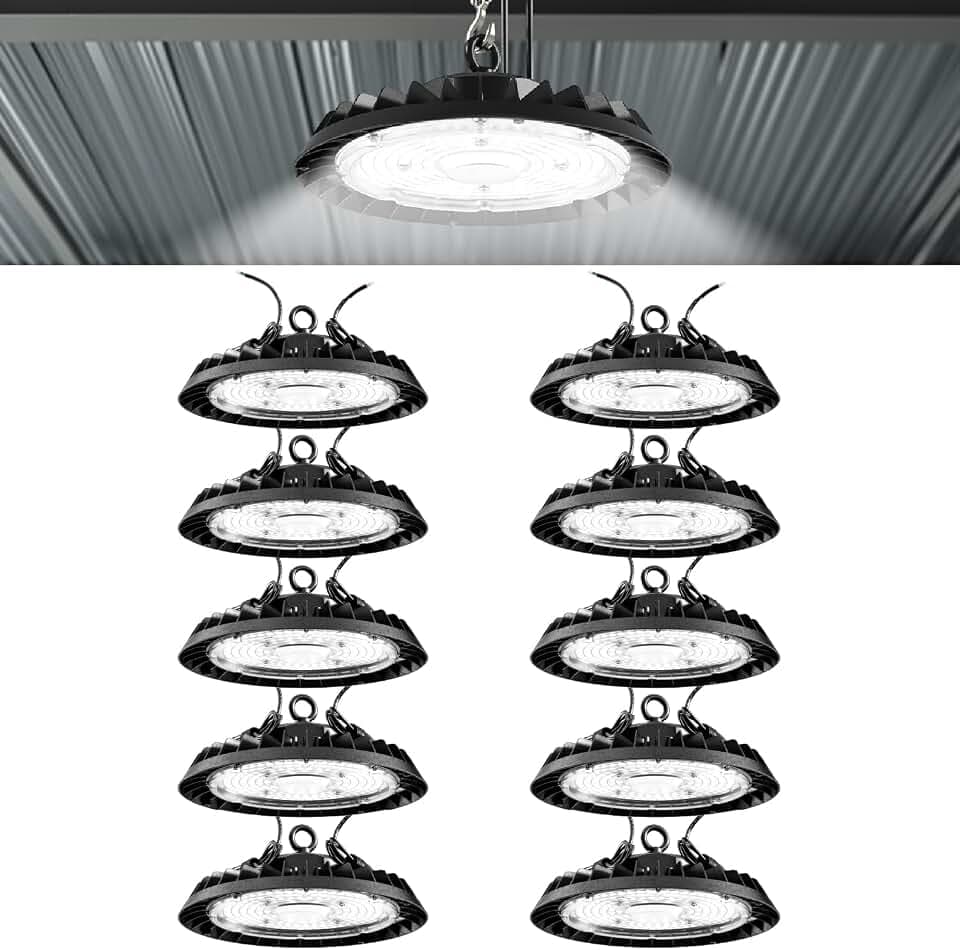 Sunco 10 Pack UFO LED High Bay Light, 150W, 5000K, 21000LM, Dimmable